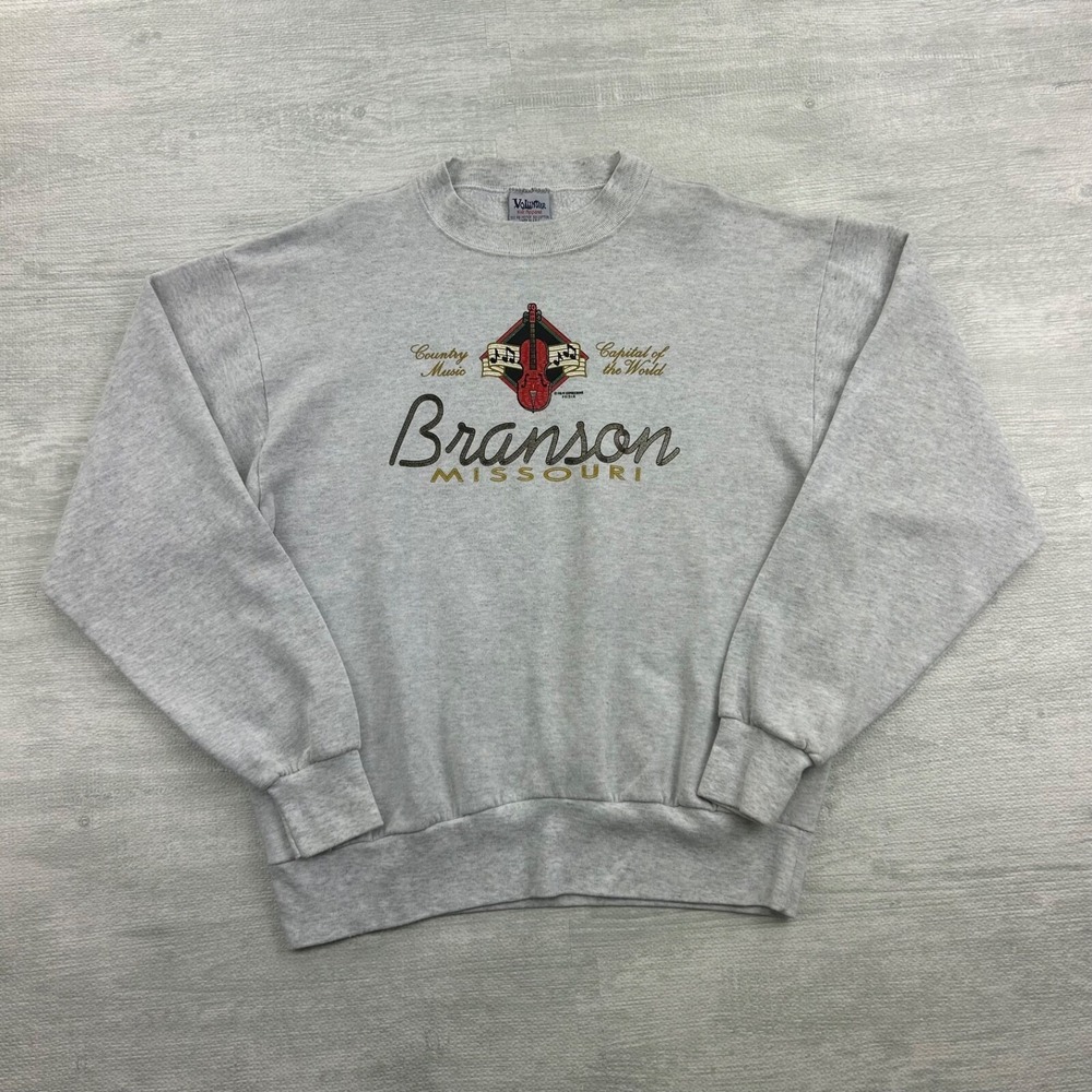 Vintage 90s Branson Missouri Sweatshirt Size Large Gray Country Music Crewneck